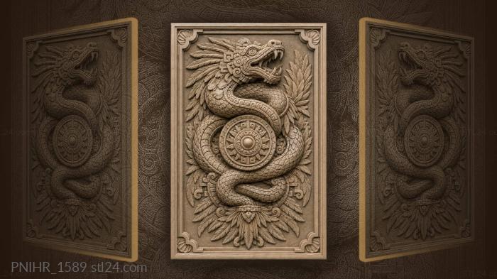 Feathered serpent sun deity coil 3d STL model