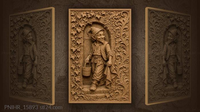 Trickster with bucket and patterned cloth 3d STL model