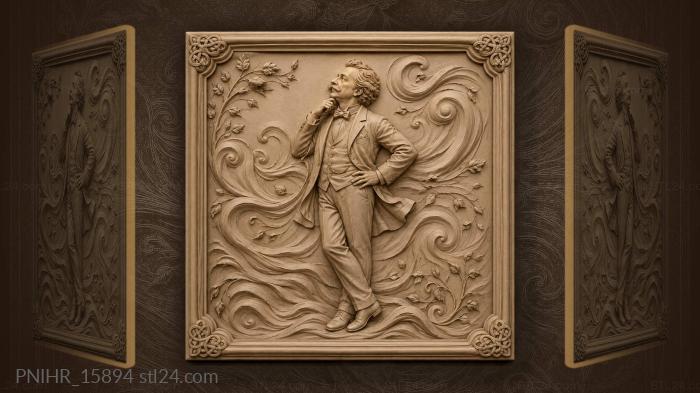 Dapper man in windy landscape · Edgar Allan Poe 3d STL model