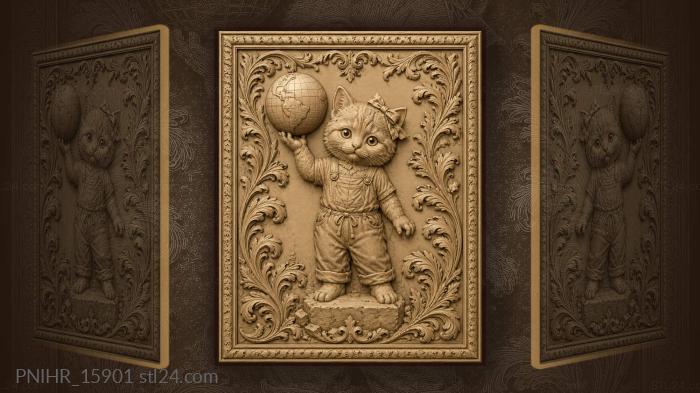 Kitten explorer with the world 3d STL model
