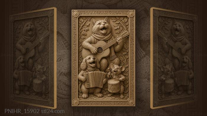 Animal musicians joyful concert scene 3d STL model