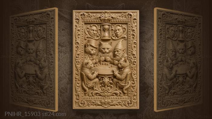 Cats gnome playful poker night 3d STL model