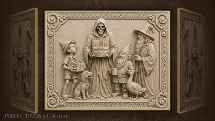 Death arrives with a birthday cake 3d STL model