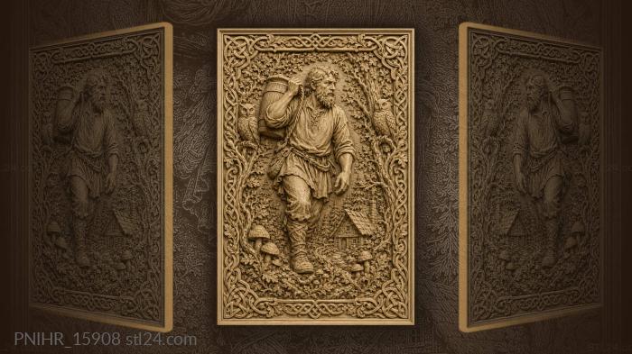 Man with bucket whimsical forest 3d STL model