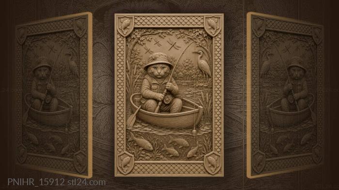 Heron guards the cat little boat 3d STL model