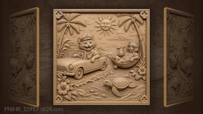 Cats tropical getaway sunny vacation 3d STL model