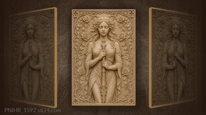 Woman face with roses and handle 3d STL model