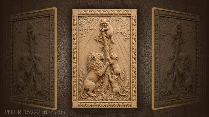 Cat lion family tree climb 3d STL model