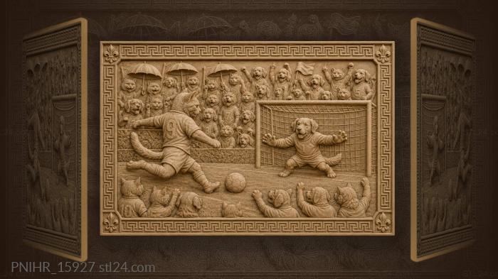 Cats and dogs play football 3d STL model