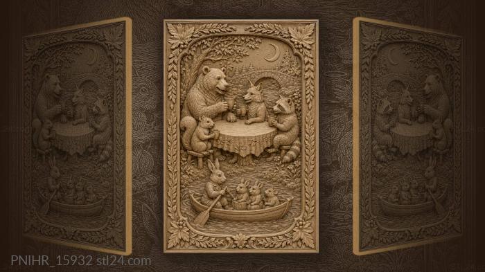 Hare rowing past the feasting friends 3d STL model