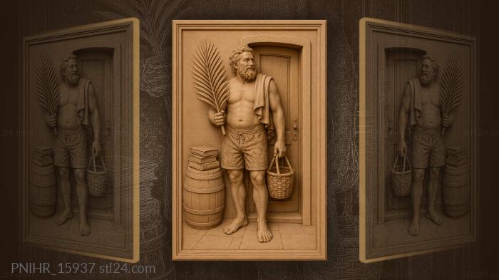 Man with palm and basket 3d STL model