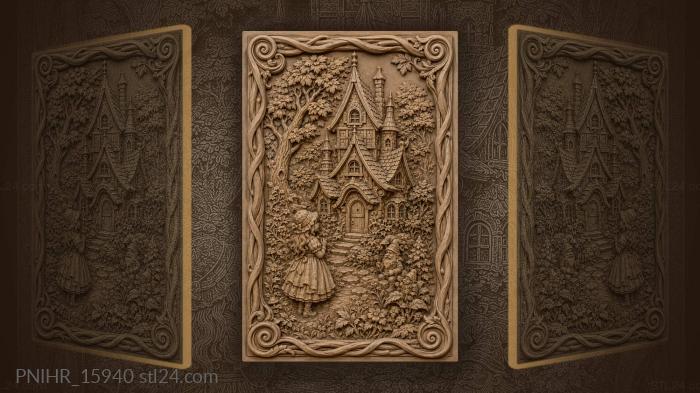 Fairytale house among stylized trees 3d STL model