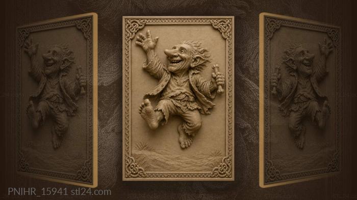 Joyful troll leaping with bone 3d STL model