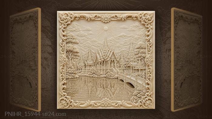 Thai temple serene water reflection 3d STL model