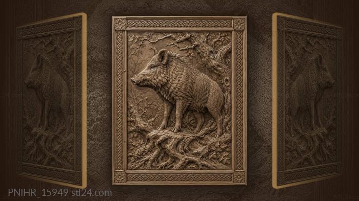 Wild boar on ancient root 3d STL model