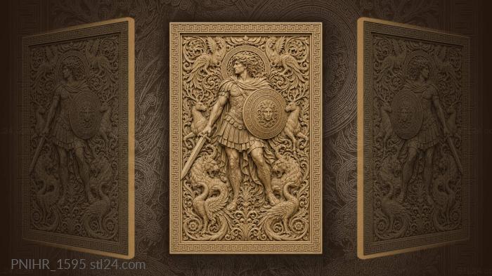 Sword and shield amid interwoven beasts 3d STL model