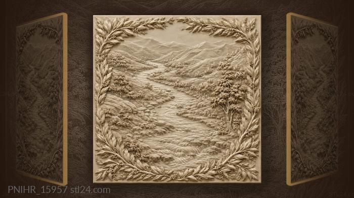 River winding through rolling hills 3d STL model