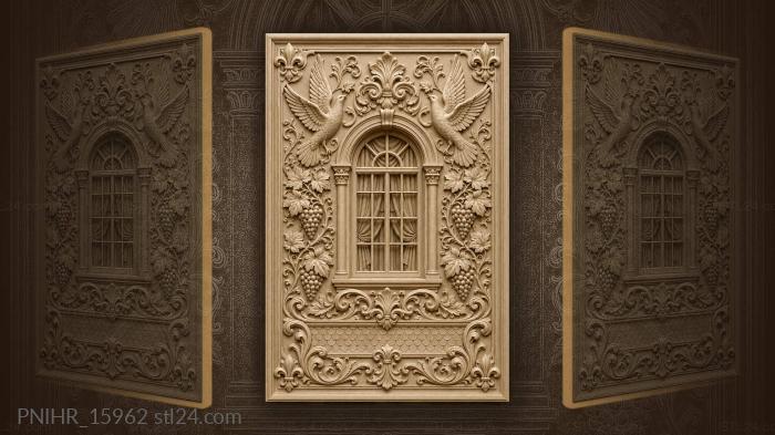 Window with soaring birds grapevine 3d STL model