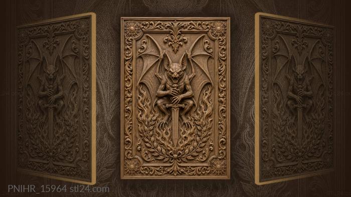 Winged bat with dagger and flames 3d STL model