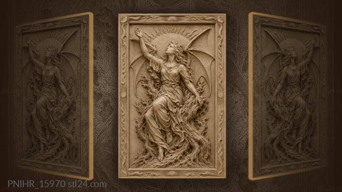 Winged woman inside a gnarled trunk 3d STL model