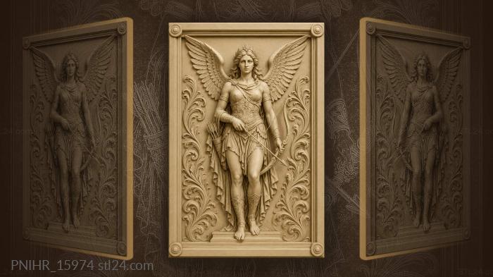 Winged huntress with bow and arrows 3d STL model