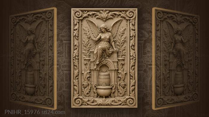 Winged woman above ancient stonework 3d STL model