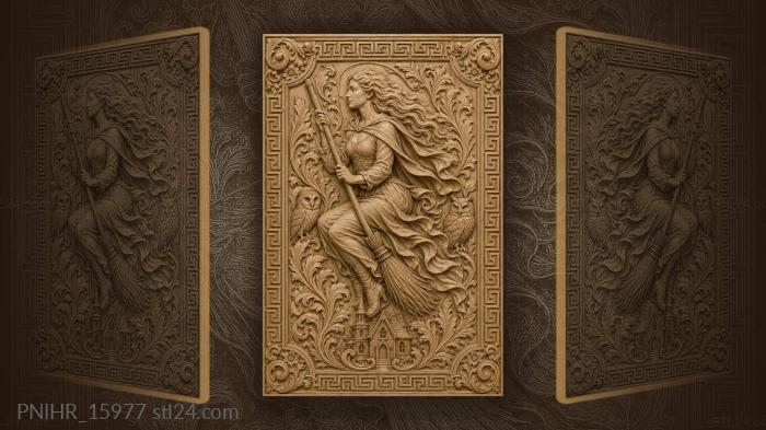 Witch flies among owls foliage home 3d STL model