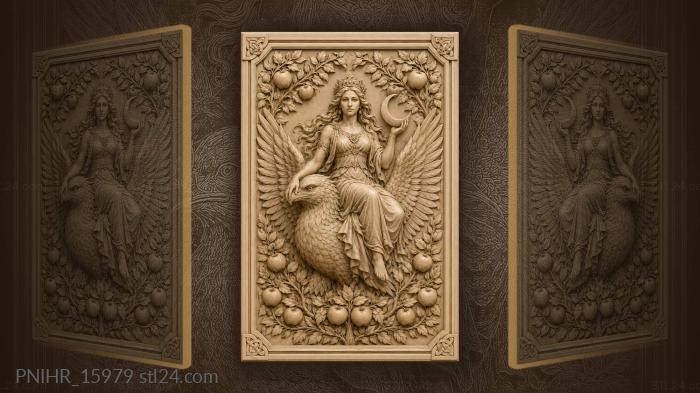 Crowned rider on a bird with apples 3d STL model