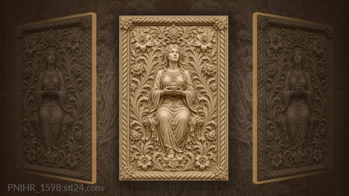 Woman seated with small casket in hands 3d STL model