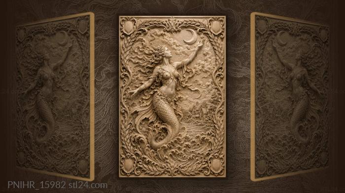 Moonlit mermaid and cozy cottage 3d STL model