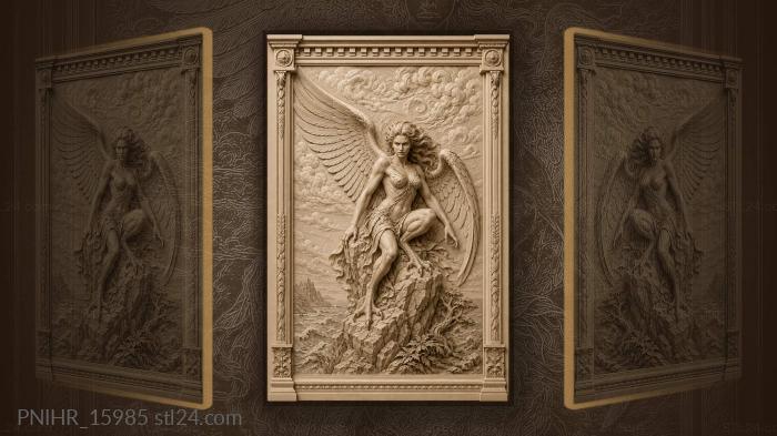 Bird legged woman on a rocky crag 3d STL model