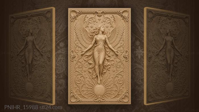 Angelic wings and radiant sun 3d STL model