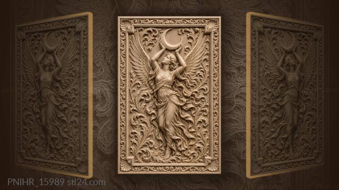 Lunar goddess with flowing hair 3d STL model