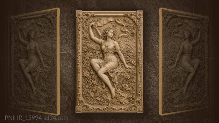 Winged beauty with floral frame 3d STL model