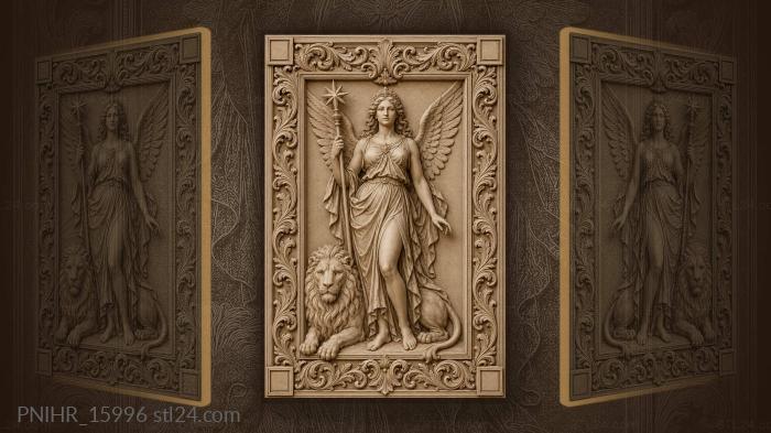 Starry goddess with loyal lion 3d STL model