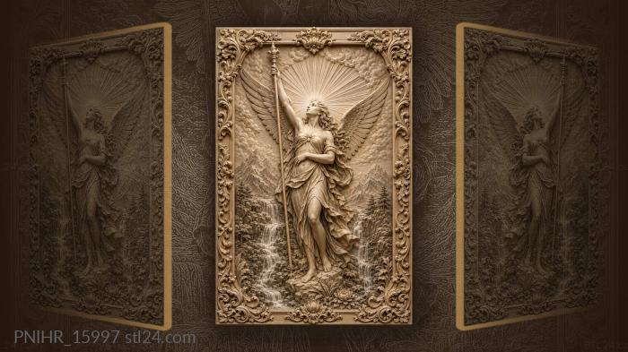 Light behind her above mountain waterfall 3d STL model