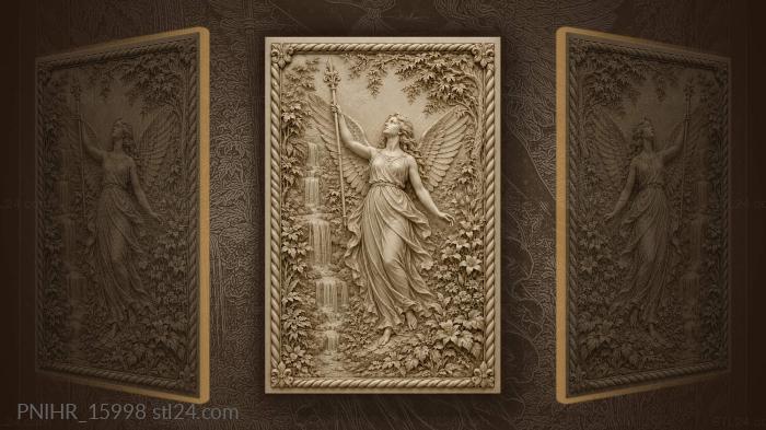 Winged lady by the flowering waterfall 3d STL model