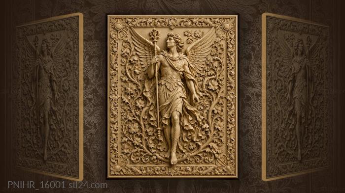 Angel with staff among foliage 3d STL model