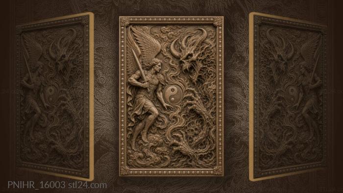 Winged warrior versus skull monster 3d STL model