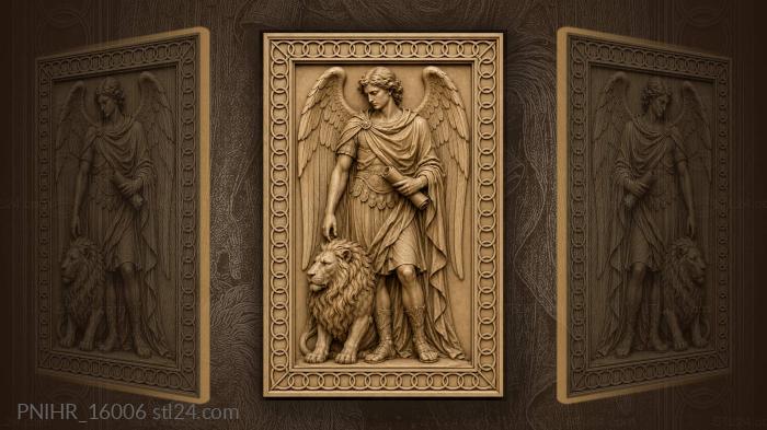 Angel with loyal lion companion 3d STL model