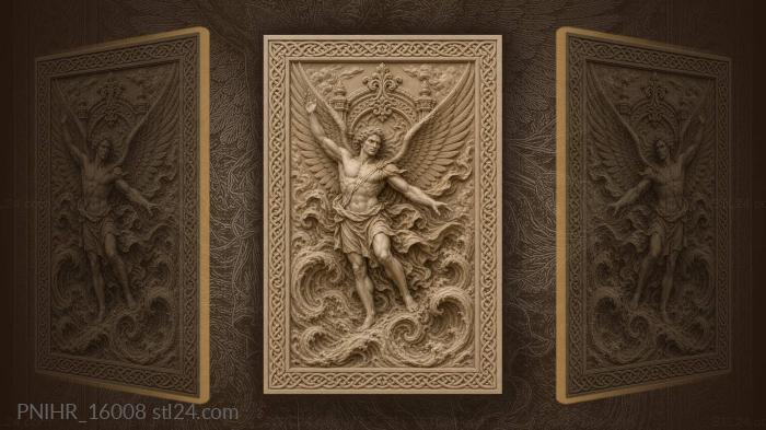 Winged man above stormy waves 3d STL model