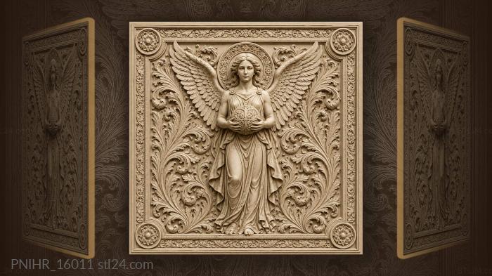 Winged figure cradling a round orb 3d STL model