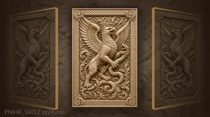 Griffin holding serpent among foliage 3d STL model
