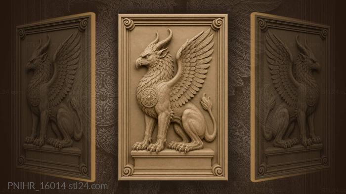Majestic griffin with heraldic emblem 3d STL model