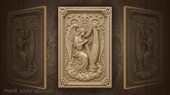 Winged harp ancient rune symbol 3d STL model