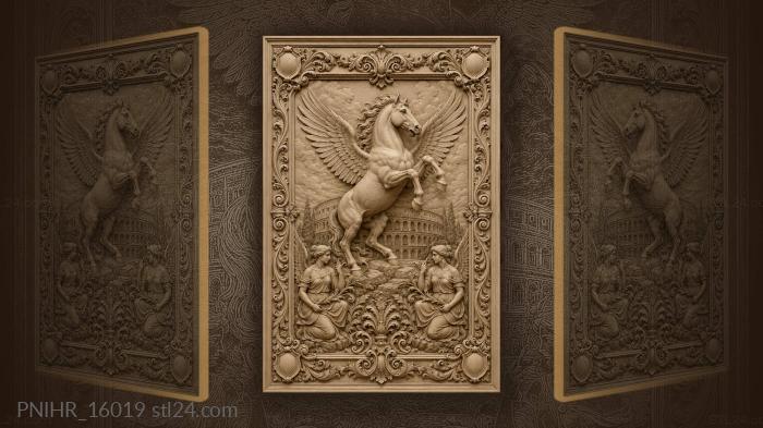 Winged horse rearing before the colosseum 3d STL model