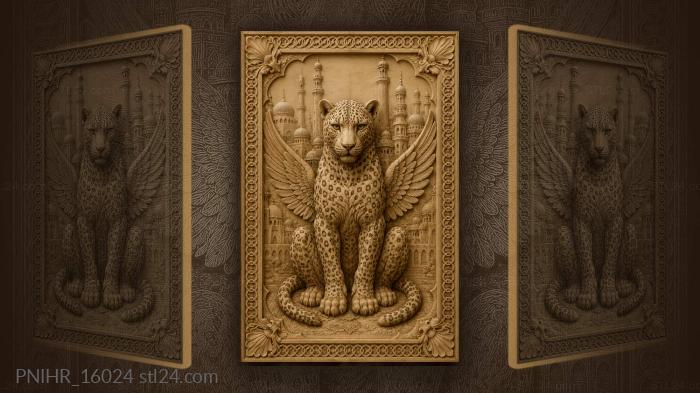 Winged leopard ancient city view 3d STL model