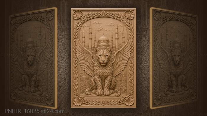 Guardian leopard spreads wings over minarets 3d STL model
