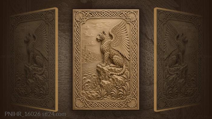 Winged beast watches city beyond waves 3d STL model