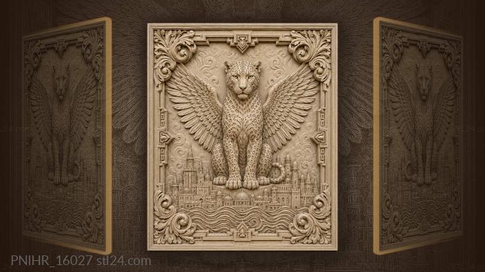 Leopard shields seaside towers with wings 3d STL model